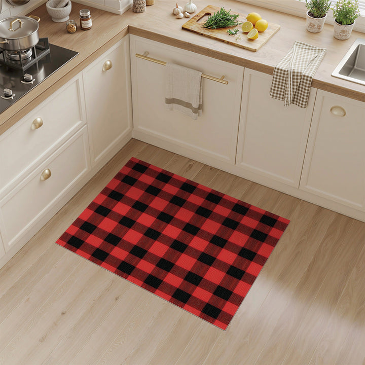 Black Red Black Buffalo Check Area Rug