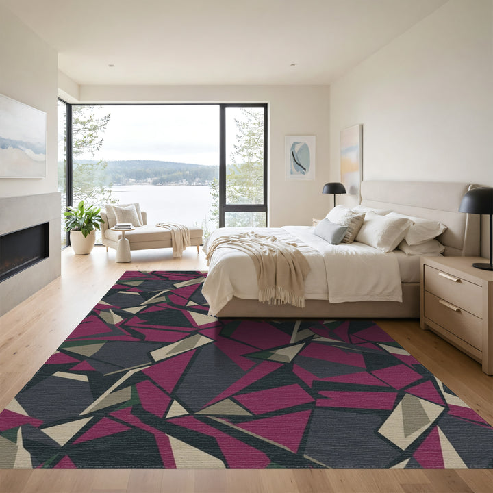 Crimson Plum Shattered Geometric Rug