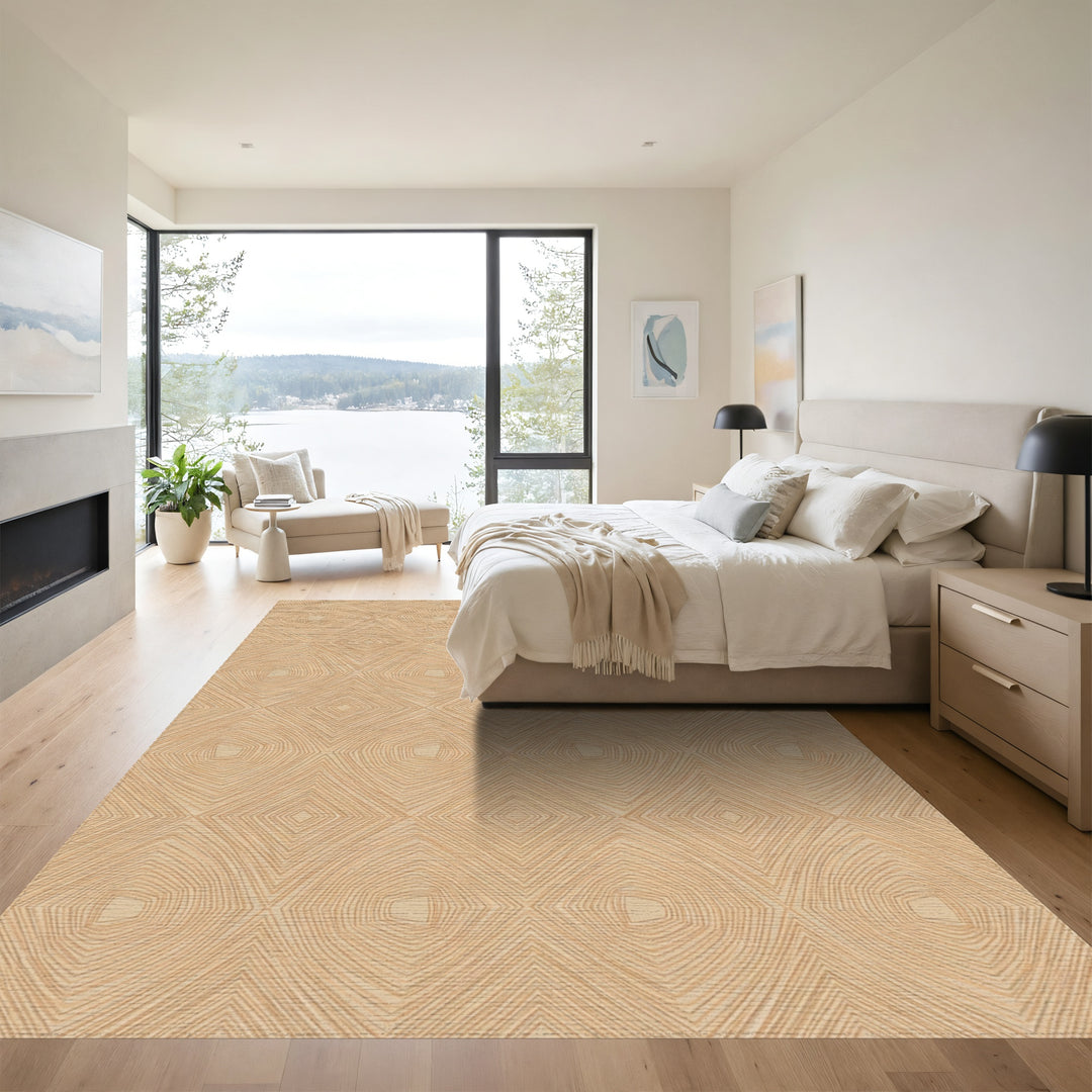 Neutral Wood Grain Diamond Weave Rug