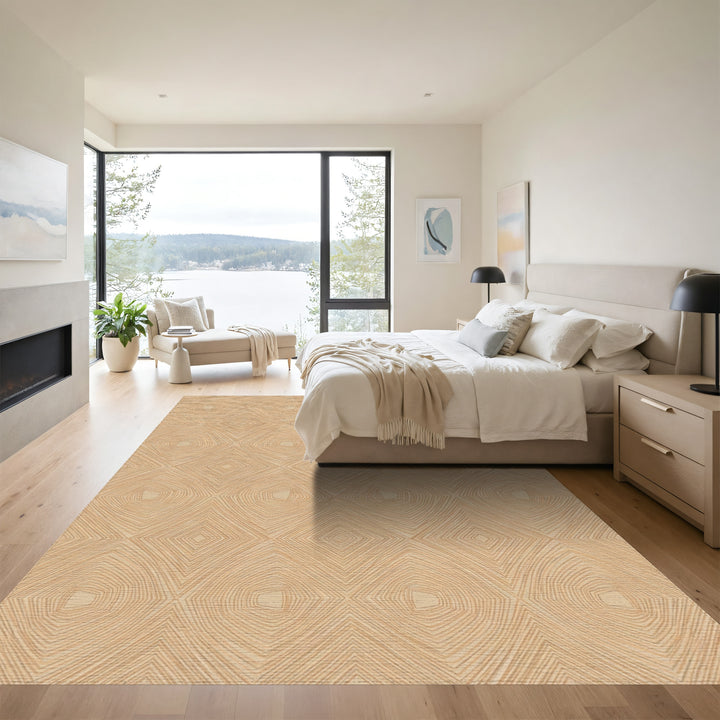 Neutral Wood Grain Diamond Weave Rug