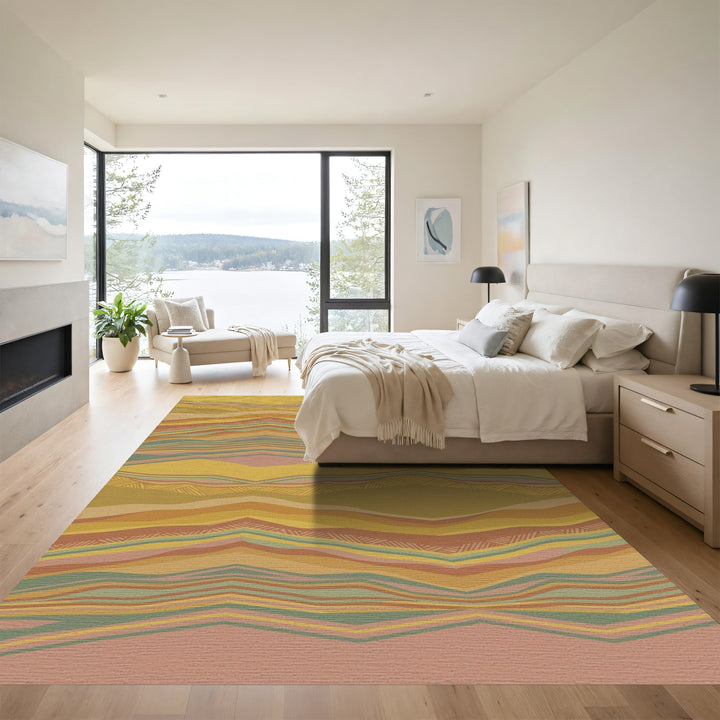 Earthy Toned Wavy Stripe Landscape Rug