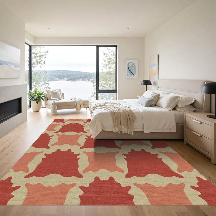 Terracotta Red Patchwork Contemporary Rug