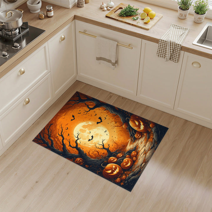 Spooky Pumpkin Path Orange Halloween Rug