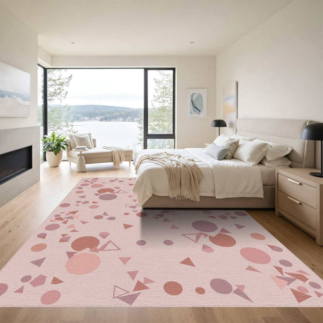 Soft Rose Geometric Sprinkle Trio Rug