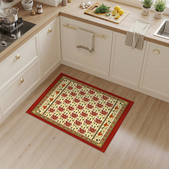 Red Floral Vintage Area Rug
