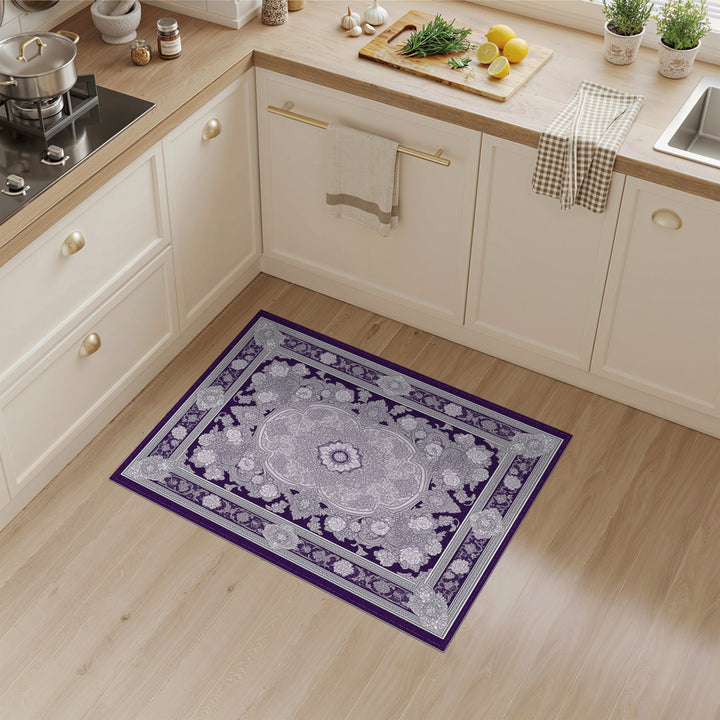 Purple Floral Medallion Persian Traditional Persian Area Rug