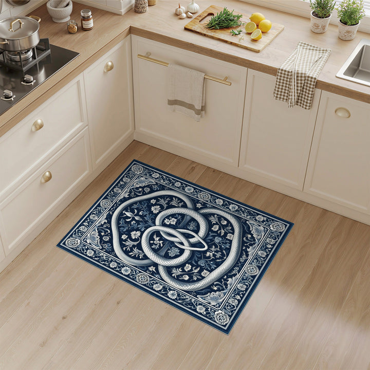 Navy Serpent Floral Knot Area Rug