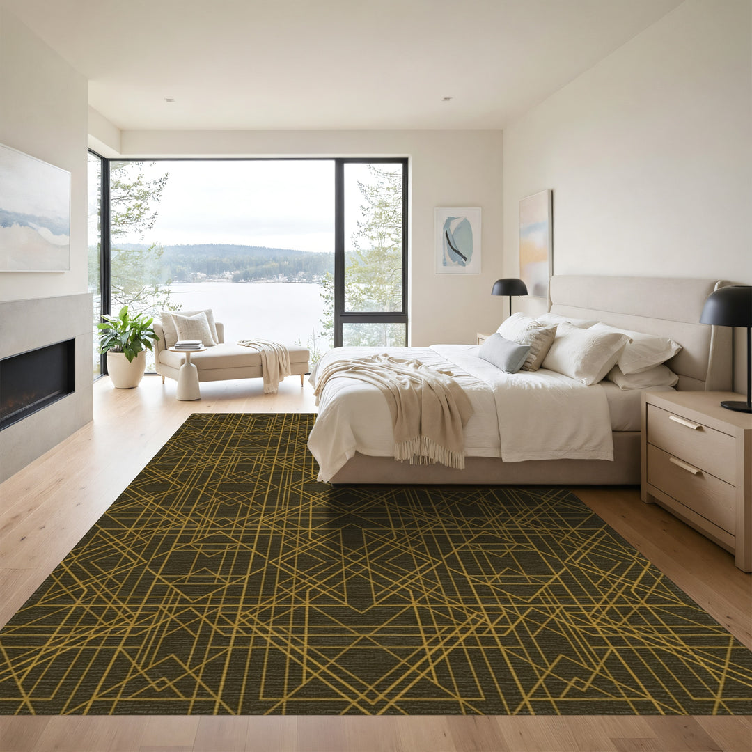 Gold Geometric Art Deco Lines Rug