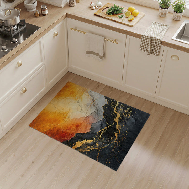 Abstract Gold and Orange Area Rug