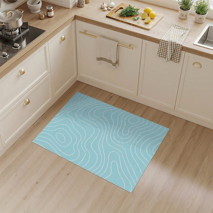 Blue Contour Wave Abstract Area Rug