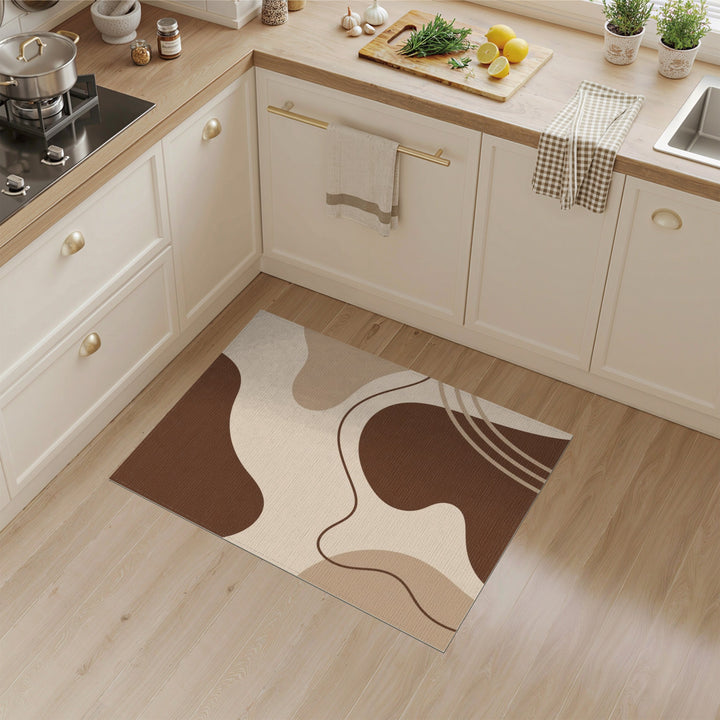 Abstract Area Brown and Tan Brown Abstract Wave Area Rug