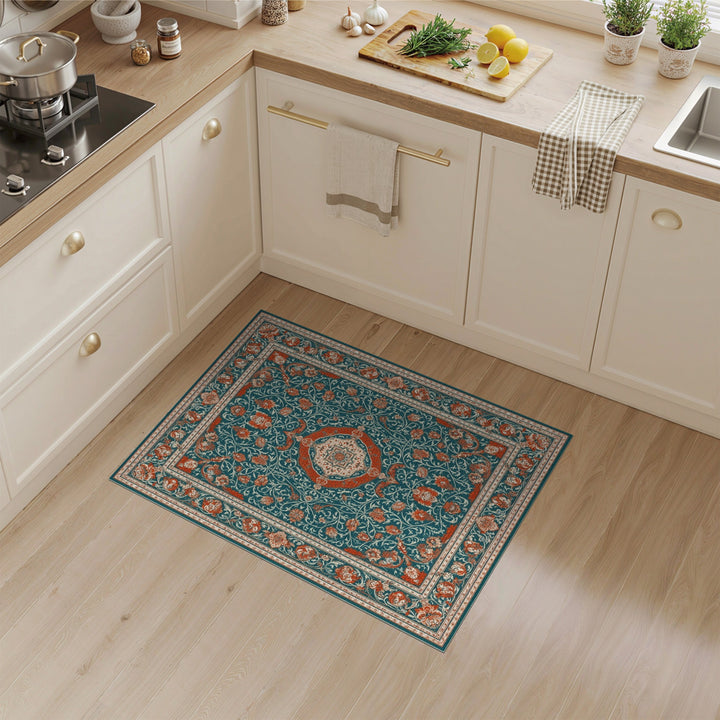 Blue and Teal Red Persian Medallion Area Rug