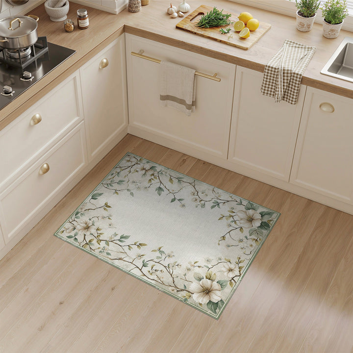 Vintage Floral Beige Area Rug