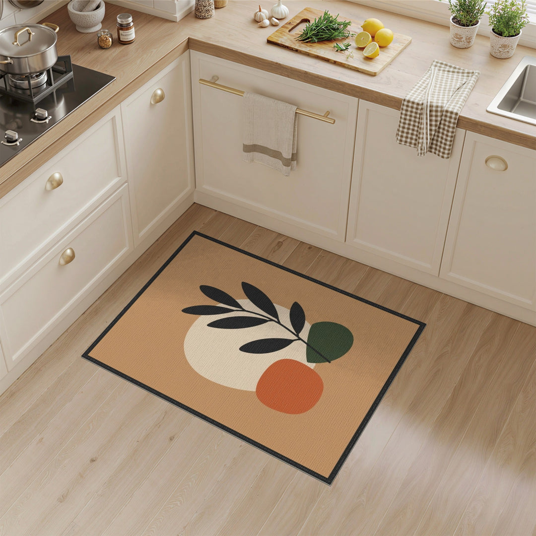 Abstract Area Brown and Tan Abstract Leaf Area Rug in Brown Tan