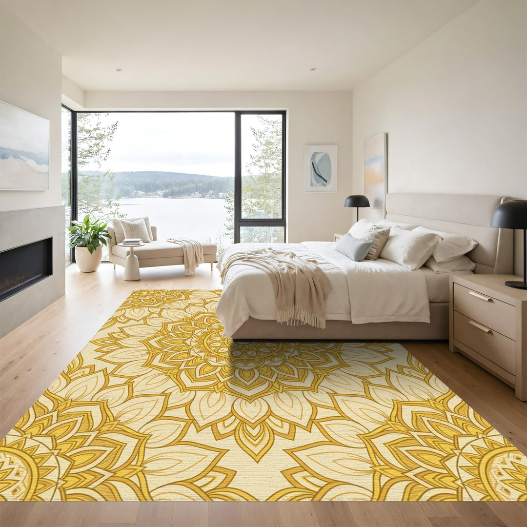 Sunburst Mandala Golden Mandala Rug