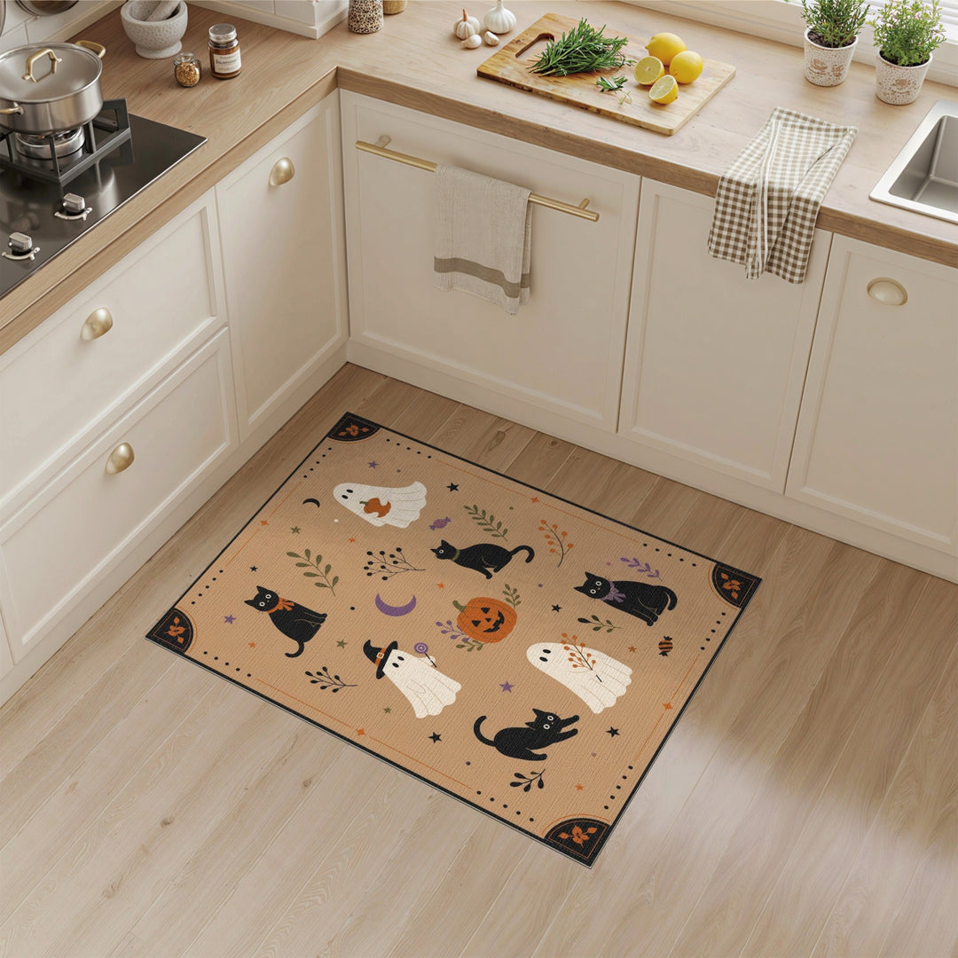 Halloween Black Cats Ghosts Kids Area Rug