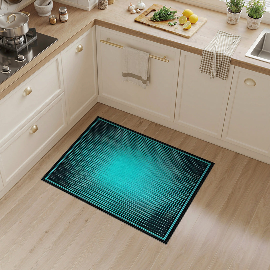 Blue Teal Gradient Dot Geometric Area Rug