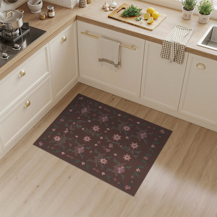 Brown Floral Vintage Area Rug