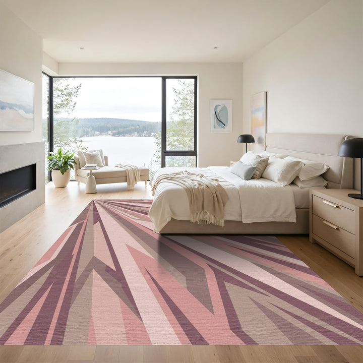 Muted Rose Geometric Radian Rug