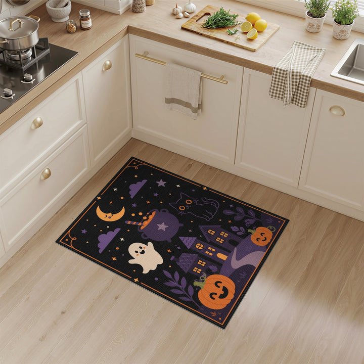Cute Halloween Ghost Cat Cartoon Area Rug