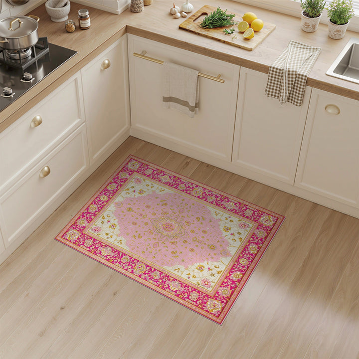 Pink Floral Vintage Area Rug