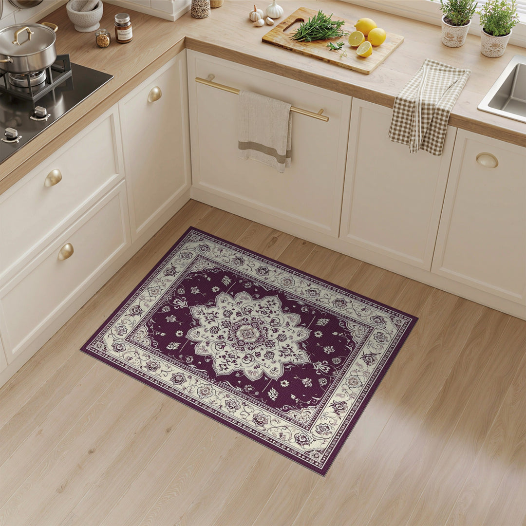 Floral Purple Floral Medallion Persian Area Rug
