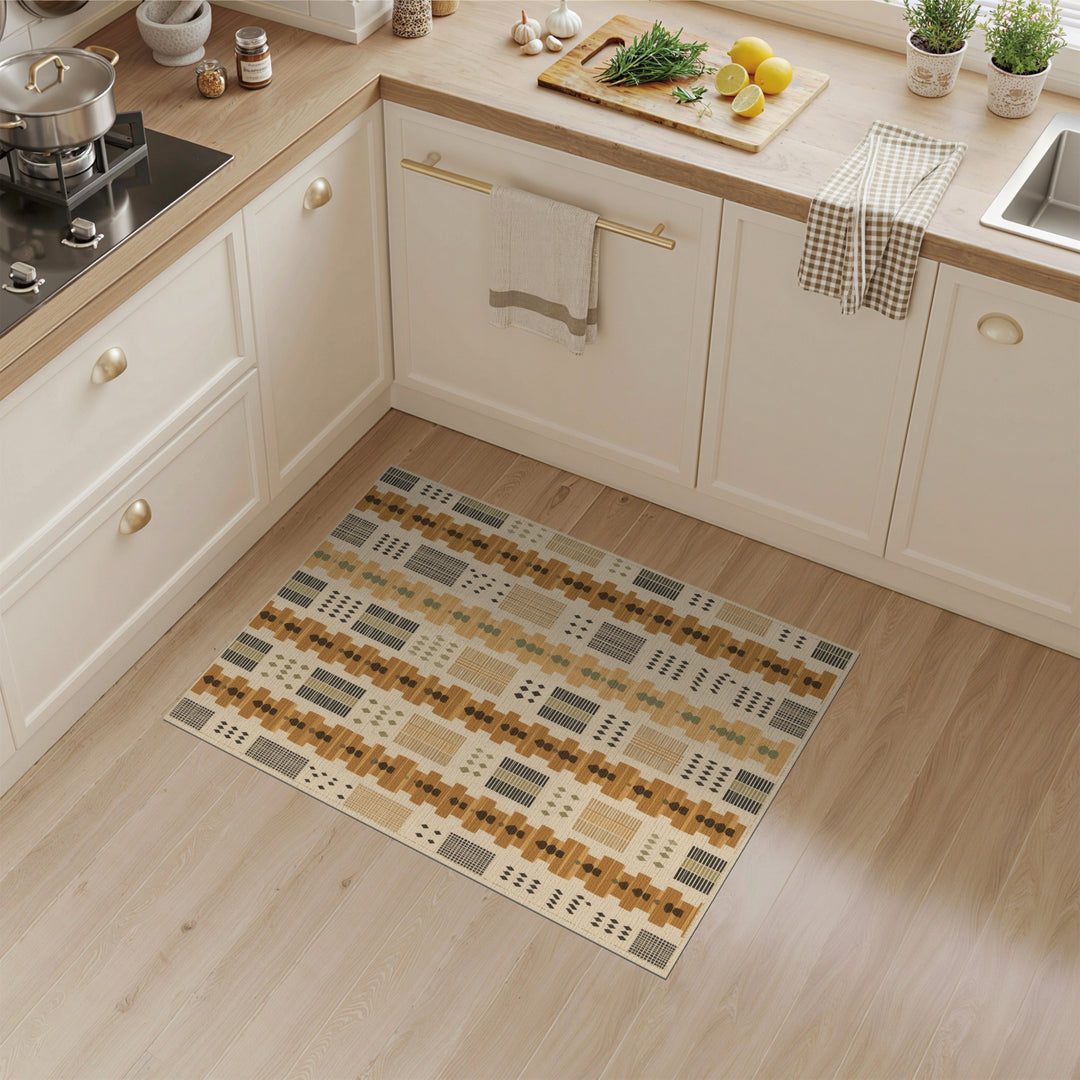 Brown Geometric Stacked Motif Area Rug