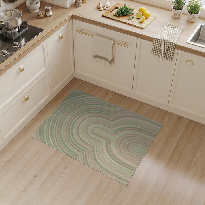 Green Geometric Arch Area Rug