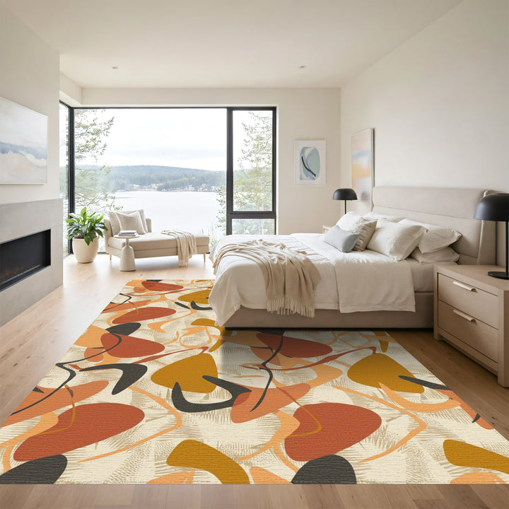 Organic Ochre And Burnt Orange Shapes Rug