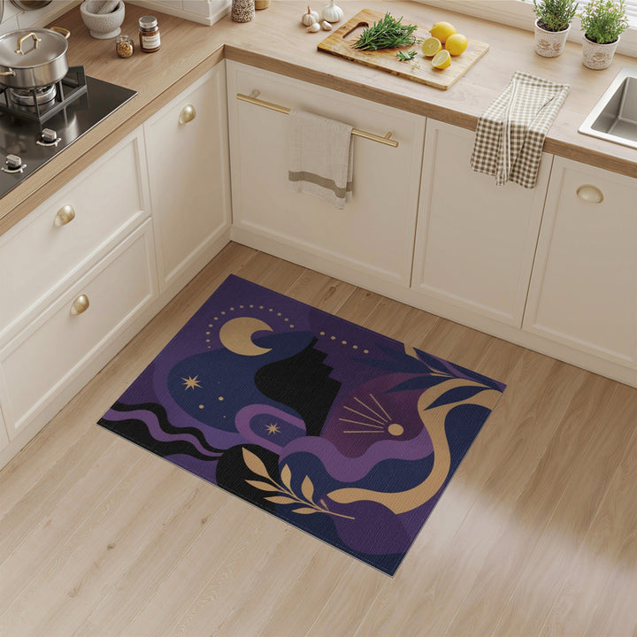 Celestial Purple Moon Phase Area Rug