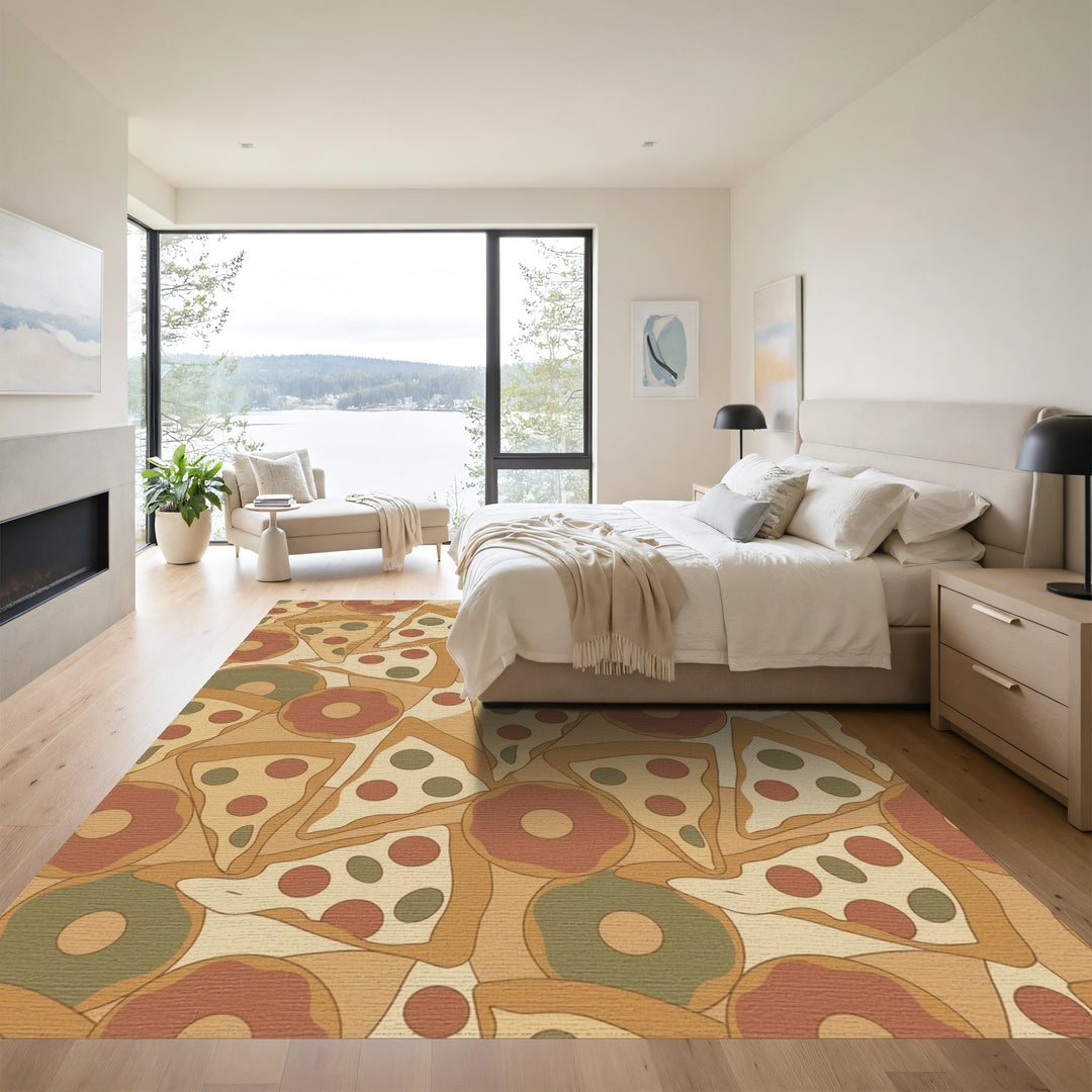 Retro Foodie Slice And Doughnut Collage Rug