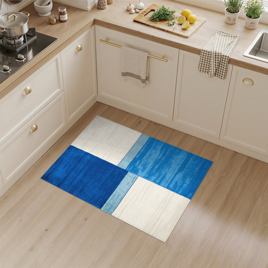 Geometric Modern Blue Geometric Block Area Rug