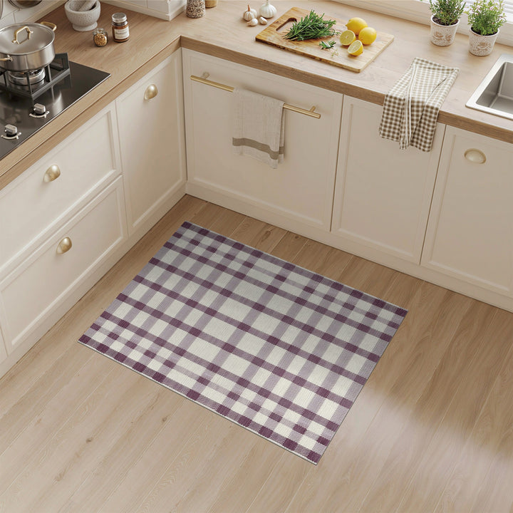 Purple Checkered Washable Area Rug