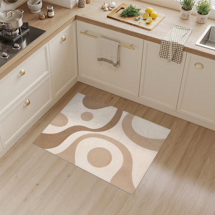 Beige Abstract Swirl Area Rug