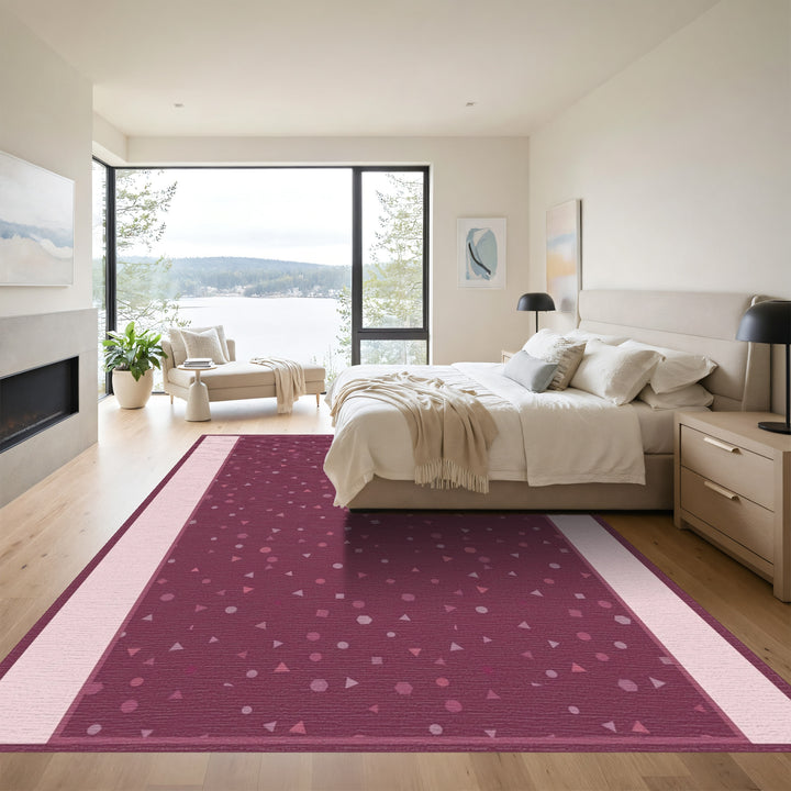 Deep Plum Scattered Shapes Rug