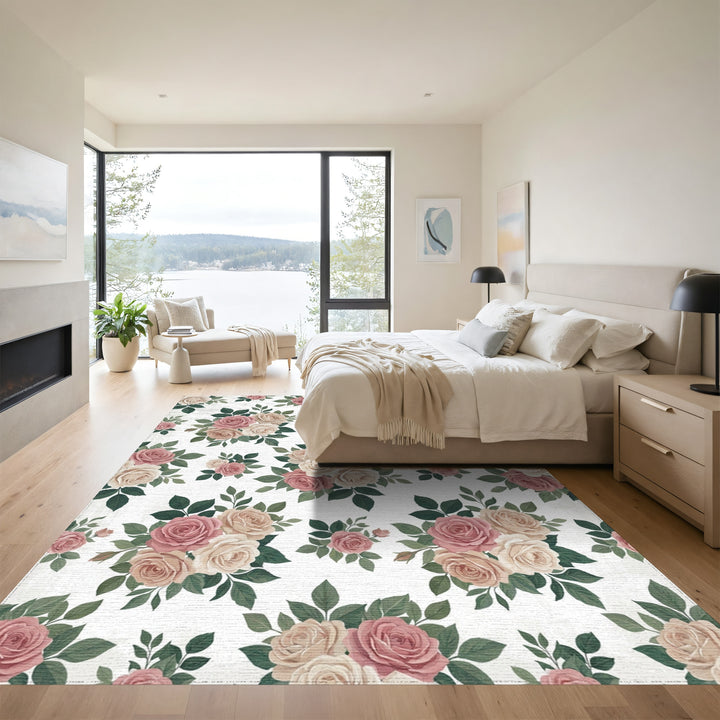 Vintage Dusty Rose Floral Bouquet Rug