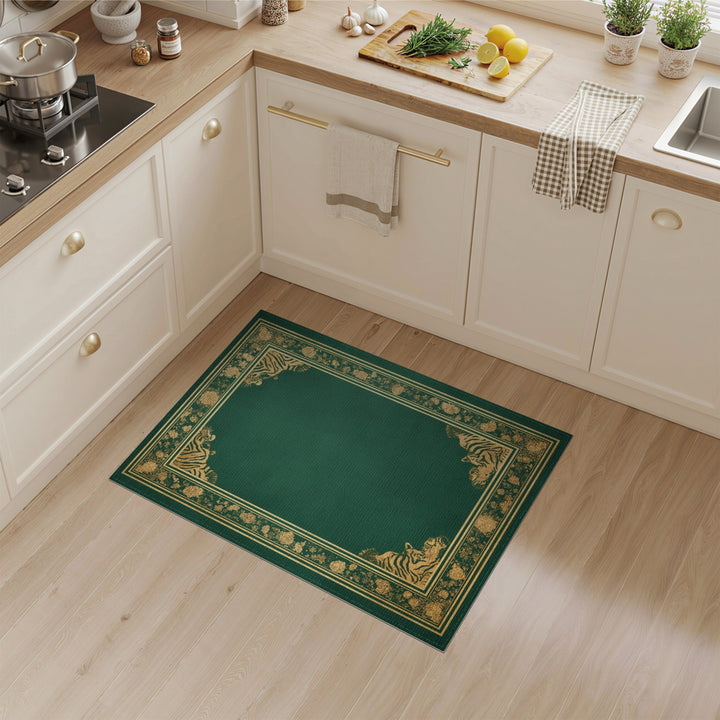 Green Tiger Floral Area Rug