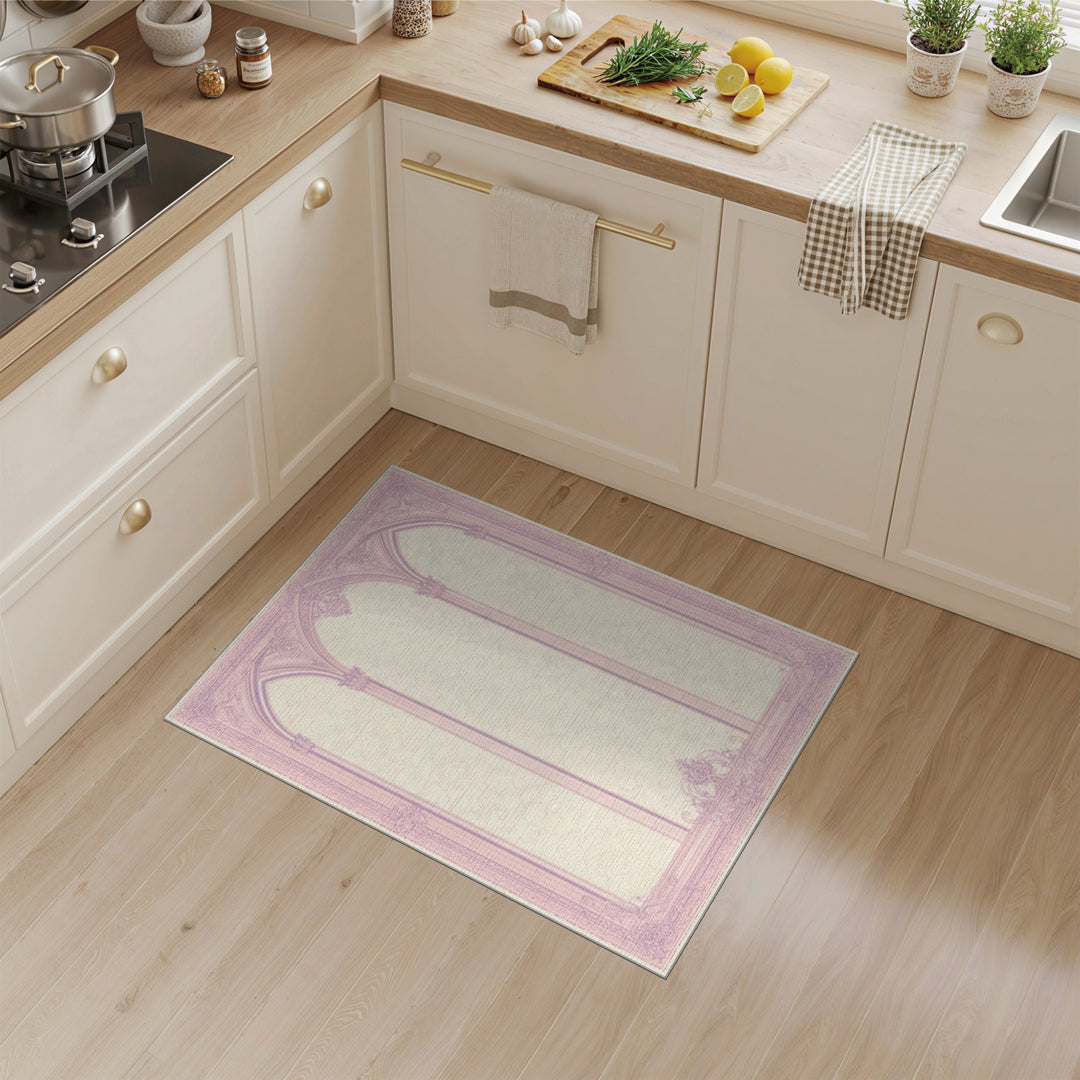 Pink Ornate Triple Arch Area Rug