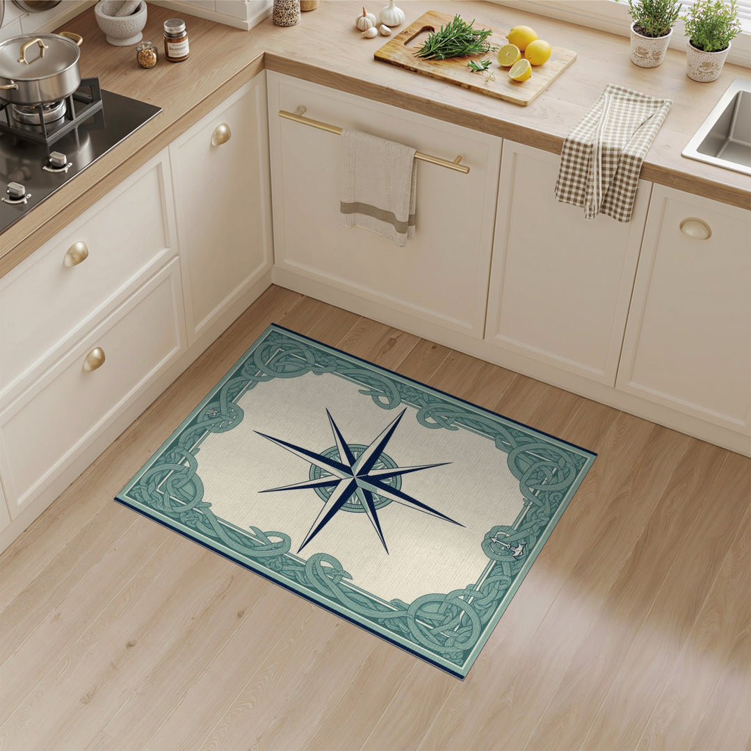 Coastal Nautical Compass Area Rug