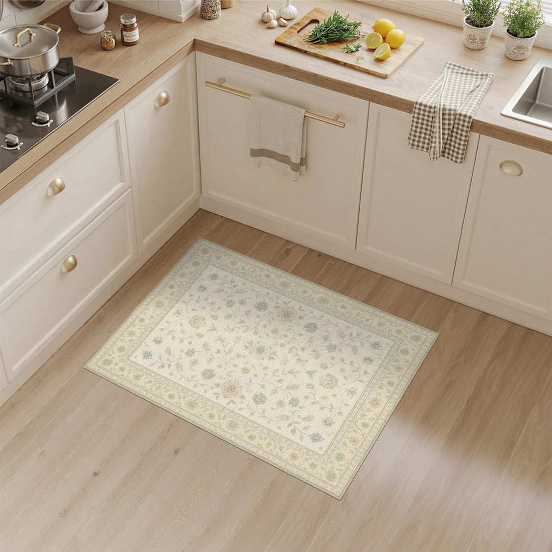 Beige Floral Vintage Area Rug