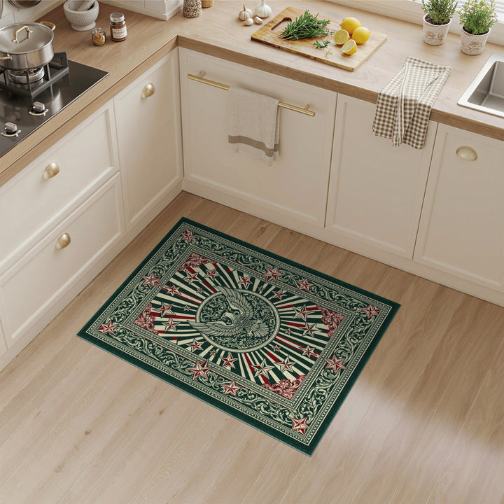Vintage Eagle Star Green Area Rug