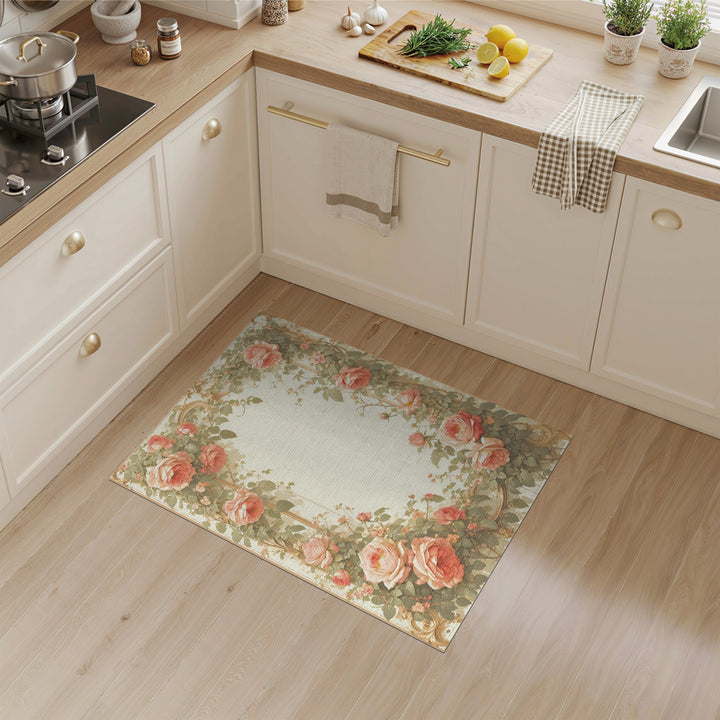 Pink Rose Floral Vintage Rug