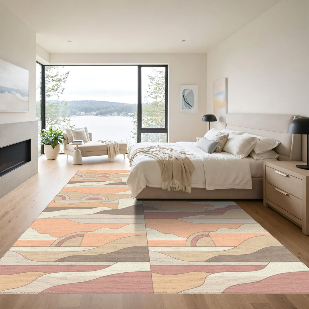 Calming Peach Landscape Arc Rug