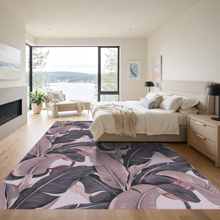 Dusty Rose Banana Leaf Tropical Rug