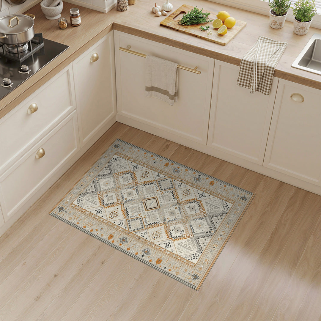Geometric Beige Geometric Tribal Area Rug