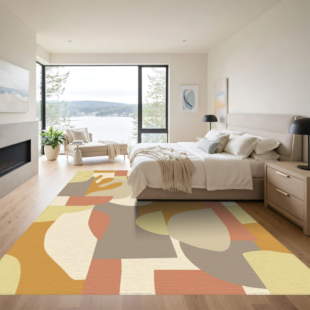 Earthy Tones Abstract Organic Shapes Rug