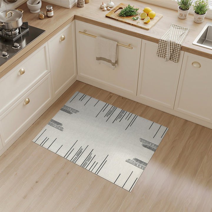 Black and White Black White Linear Geometric Area Rug
