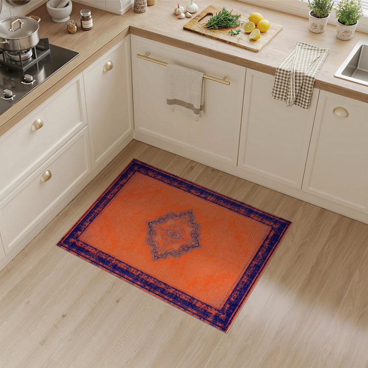 Orange Distressed Vintage Area Rug
