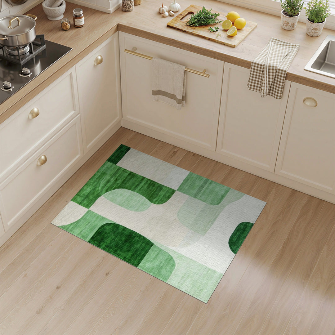 Green Verdant Green Abstract Area Rug