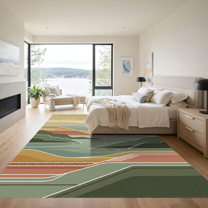 Earthy Tones Abstract Landscape Layers Rug
